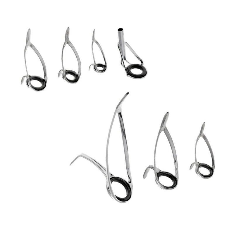 14pcs Stainless Steel Fishing Rod Double Leg Guides Tip Repair Kit Eye Rings