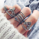 Fashion Jewelry Retro Arrow Moon Midi Finger Knuckle Alloy Rings Boho 10Pcs/ Set