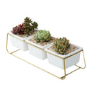 Nordic Simple Wrought Iron Flower Pot Set Three Pots One Shelf Square Ceram D4J2