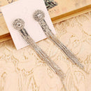 Fashion Women Long Tassel Leaves Crystal Ear Stud Drop Dangle D5A5 Earrings D4L5
