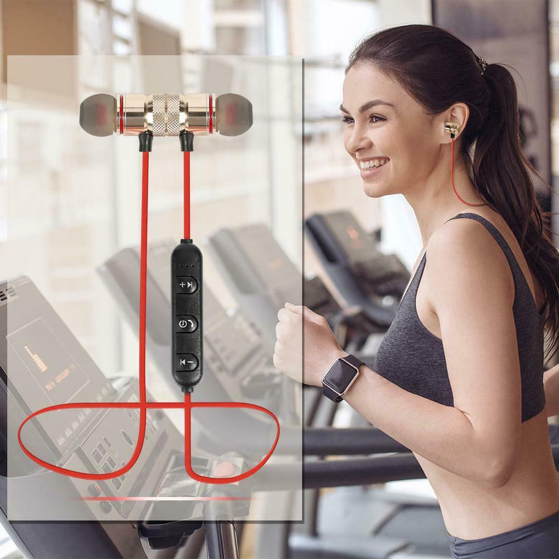 M5 Wireless Bluetooth Earphones Magnetic Attraction Headset w/Mic (Red) A