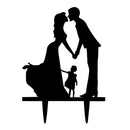 Novelty Bride & Groom Silhouette with Kid Acrylic Wedding Cake Topper