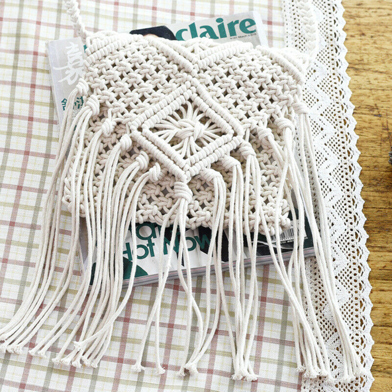 Fringe Tassel Crossbody Shoulder Bag Woven Handmade Boho Beach Travel Handb N5T3