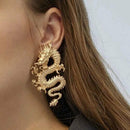 Elegant Women Exaggerated Dragon Carved Stud Earrings Drop Dangle Jewelry Gift