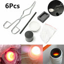 6pcs/Set Torch Melting Kit Rectangular Crucible Tong Rod Graphite Ingot Mold