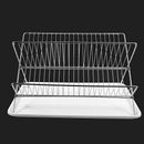 Deluxe Chrome-Plated Steel Foldable X Shape 2-Tier Shelf Small Dish Drainer