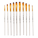 10 White Wooden Handle Nylon Hair Painting Brush for Watercolor Oil Painting