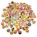 100x Wood Buttons Mixed Patterned For Sew On DIY