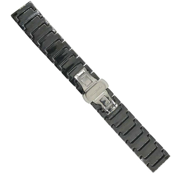 Watch Strap Ceramic Bracelet Band 20mm Hidden Deployment Clasp black