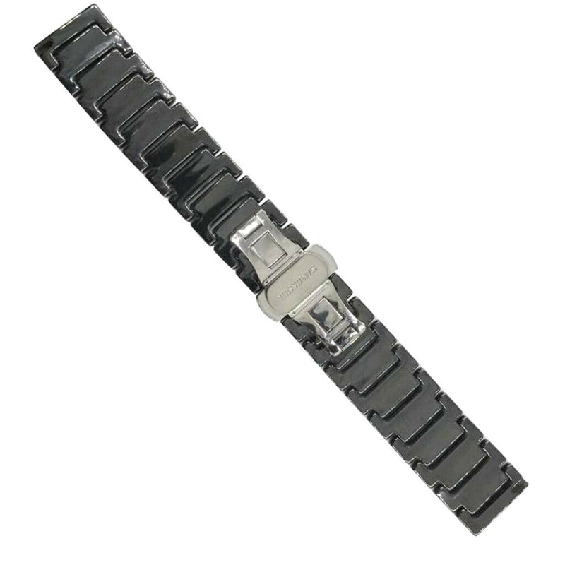 Watch Strap Ceramic Bracelet Band 20mm Hidden Deployment Clasp black