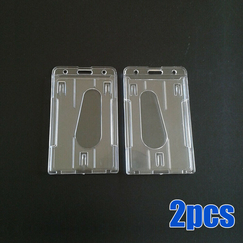 2 -Pack ID Badge Holder Hard Plastic Card Holders Vertical