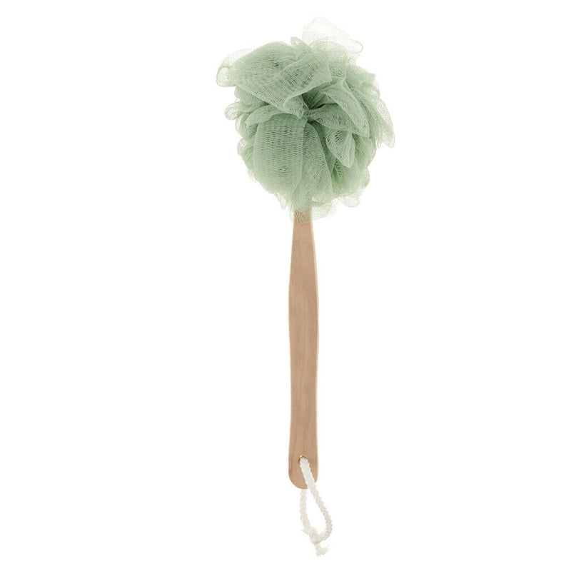 Long Handle Bath Shower Body Brush Scrub Scrunchie Back Scrubber Green