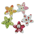 100Pcs Butterfly Flower Drawing Colored Wooden Buttons for Sewing DIY Craft