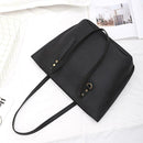 4pcs/set Solid Color Litchi Pattern Women Shoulder Handbags Clutch (Black)