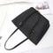 4pcs/set Solid Color Litchi Pattern Women Shoulder Handbags Clutch (Black)