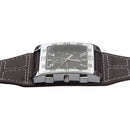 Trendy Man Wrist Watch Quartz Movement Leather Watchband Square Dial Brown A