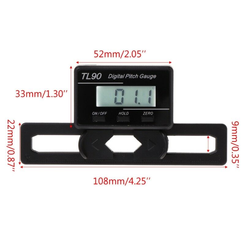 TL90 Digital Pitch Gauge LCD Backlight Display Blades Angle Measurement Tools