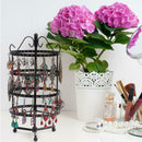 144 Holes 4 Tiers Round Rotatable Earrings Women Jewelry Stand Rack (Black)