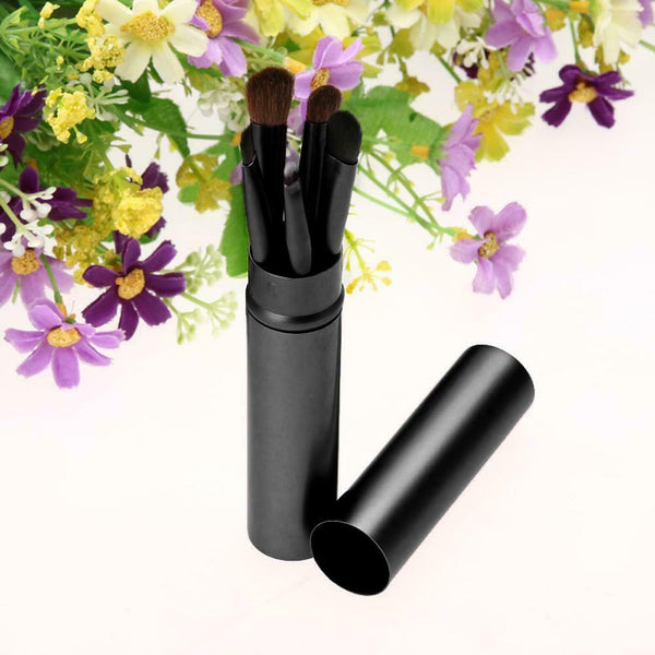 5pcs Eye Makeup Brushes Set Eyeshadow Eyeliner Tools with Round Tube Pink A#S