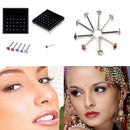 24Pcs Rhinestone Surgical Steel Star Nose Ring Bone Stud Body Piercing Jewelr FT