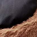 Round Soft Dog Bed Plush Kennel Nest Velvet Foldable Pet Mat (Coffee S)