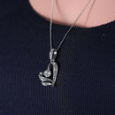 Charm Fashion Women Double Heart Crystal Diamante Pendant Necklace Jewelry