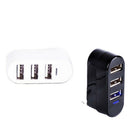 Mini 3 Port USB 2.0 Rotate Splitter Adapter Hub for PC Laptop Notebook Expans Hn