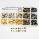 240pcs/Set 6/8mm Leather Rivets Cap Rivet Tubular Metal Stud Tool + Clear Box