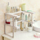 2 Layers Space Rack Countertop Organizer Kitchen Storage Rack Adjustable White