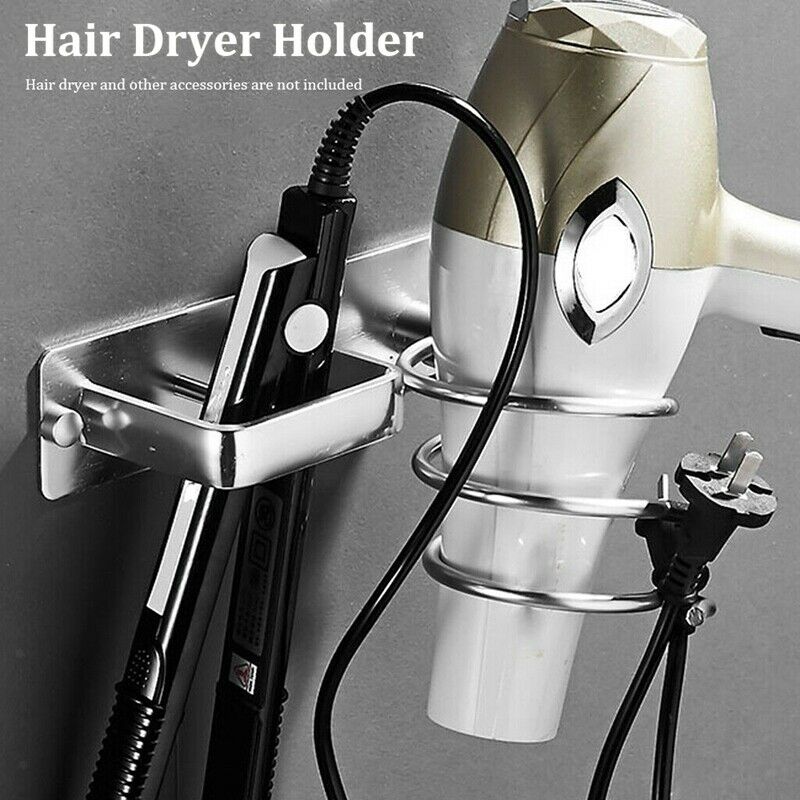 Aluminum Wall Mounted Hair Dryer Rack Organizer Hair Dryer Straightener Hol S3N1