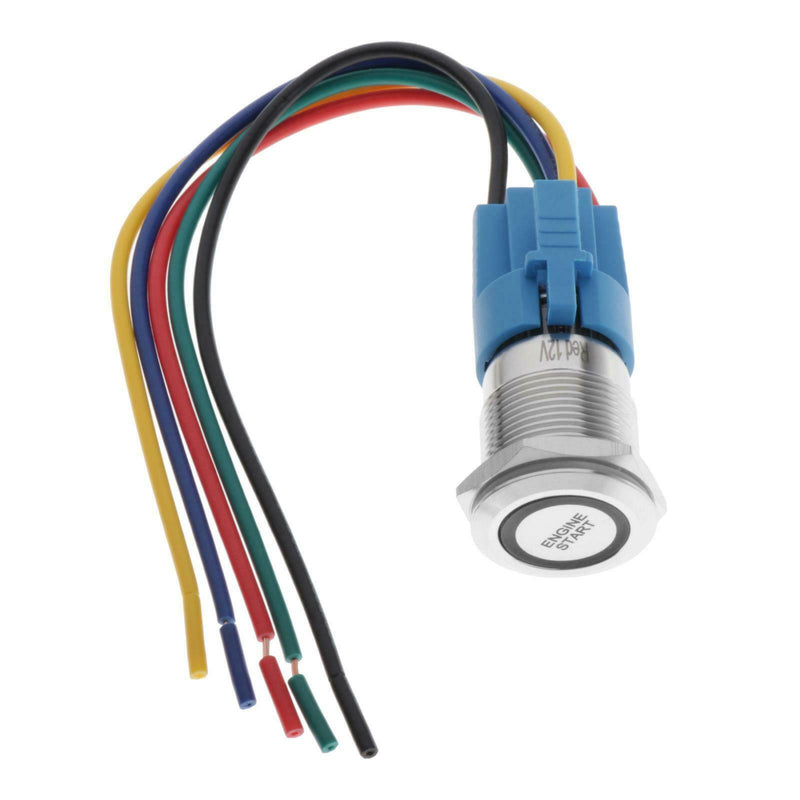 Waterproof Latching Engine Start Switch Symbol Power for Vehicle Red Light