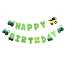 green tractor happy birthday banner garland for construction vehicle party-AU3C