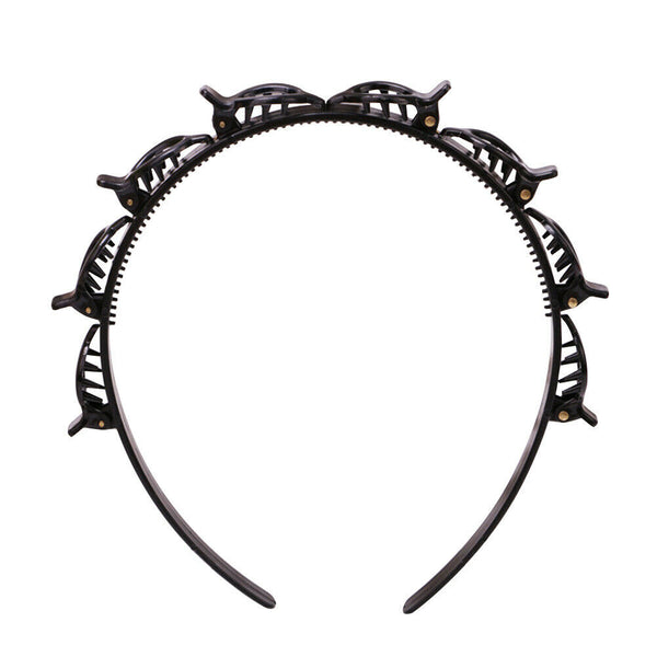 Double Layer Bangs Clip Clamp Hairpin Hair Hoop Headband Hairband (Black) A#S