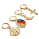 4pcs/Set Cute Seashell Rose Flowers Moon Love Heart Dangle Earrings Drop Cr X8F3