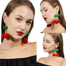 Cute Women Girl Cherry Pom Pom Ball Drops Earrings Women Jewelry Dangl