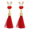 Christmas Earrings Santa Claus Elk Tassel Long Dangle Ear Jewelry (Style 3)