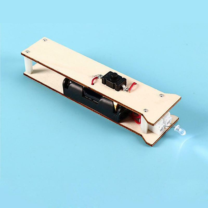 DIY Flashlight Wood Toys Kit Kid Educational Physics Science Assemble Craft