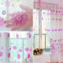 200x100cm Fuchsia Daisy Pattern Voile Tab Top Curtain Window Drapes Valances