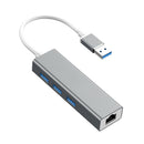 USB to 5Gbps USB 3.0 RJ45 10/100Mbps Wired Ethernet Adapter Hub (Grey)