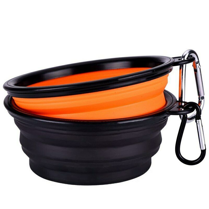 Collapsible Travel Silicone Dog Bowl Portable Pet Food Water Bowl, Set of 2 P1X2