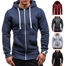 Men Fashion Hip Hop Pocket Zip Up Hooded Sweatshirt Casual Solid Long Sleev R5I6