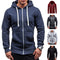 Men Fashion Hip Hop Pocket Zip Up Hooded Sweatshirt Casual Solid Long Sleev R5I6