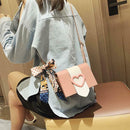 Fashion Hit Color Women Crossbody Bag Scarf PU Leather Shoulder Bags (Pink)