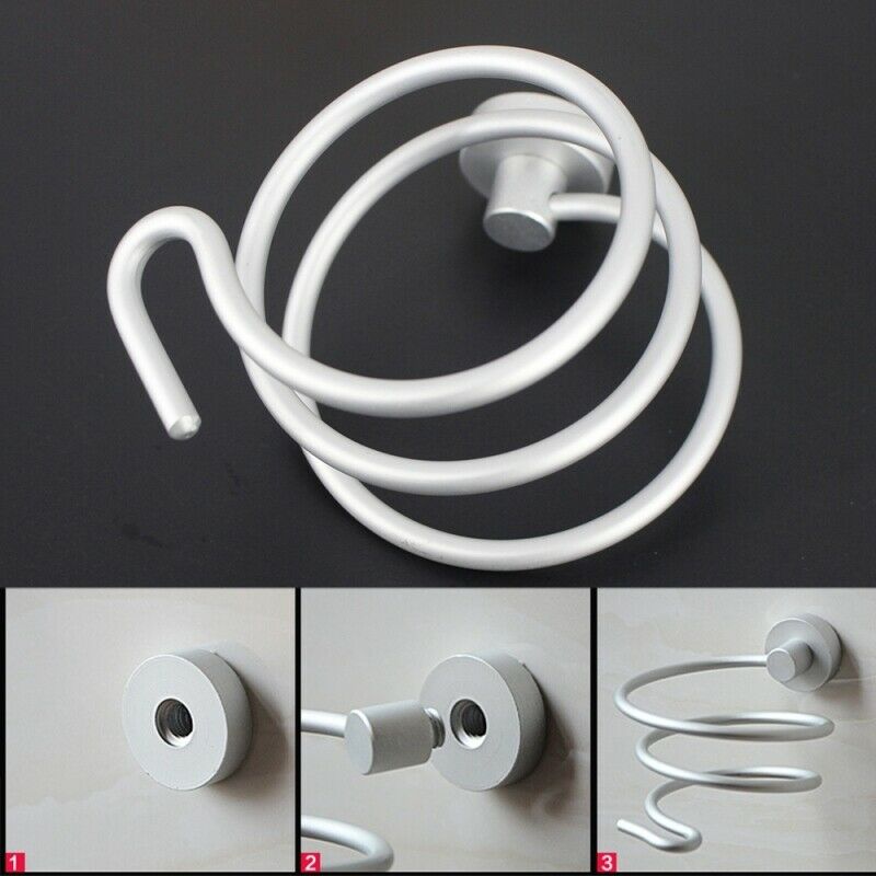 Chrome Wall Mounted Hair Dryer & Straighteners Holder Storage with Cabl VDP