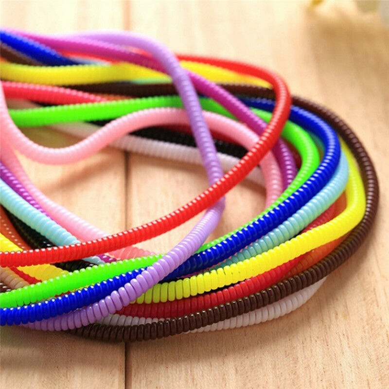 10PCS Spiral Phone USB Data Charging Cable Wire Cord Wrap Protector DIY Winder #