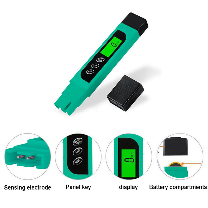 Intelligent Backlight LCD PH Meter TDS EC Water Quality Temperature Tester New