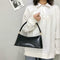 Fashion Women Handbag Purse Leather Shoulder Bag Solid Color Totes (Black)