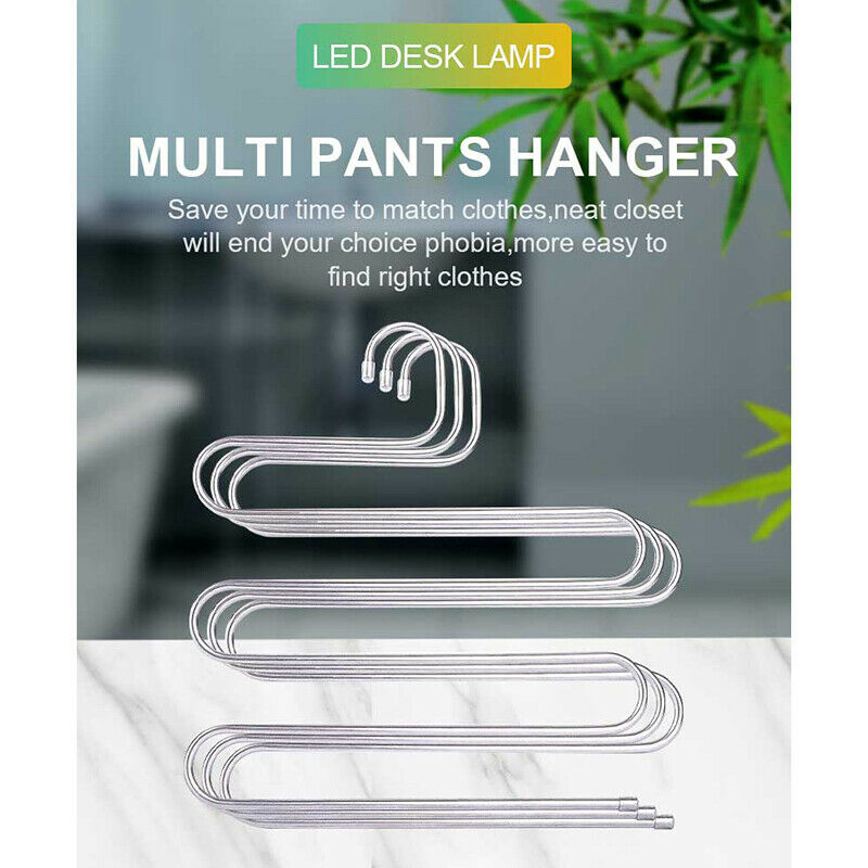 4PCS  Pants Hanger Rack S-type 5 Layers Clothes Belt Hanger Space Saving Sto Gw