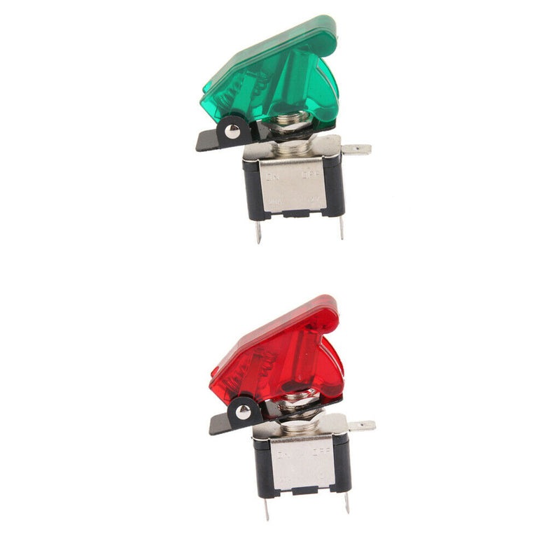 2 Pieces 12V 20A Car SPST Toggle Rocker Switch Control With Green & Red LED