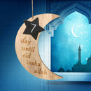 1pc Letter Moon Star Pattern Wooden Ramadan EID Mubarak Festival Hanging Pendant